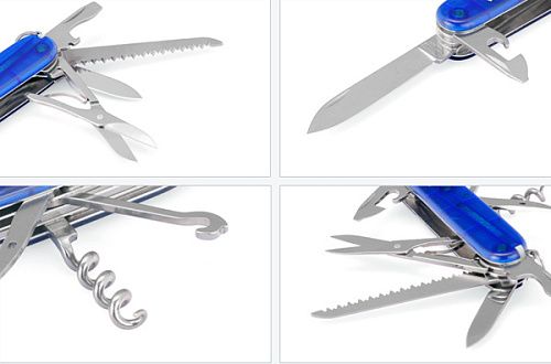 Нож VICTORINOX красный HUNTSMAN прозрачный синий 1.3713.T2