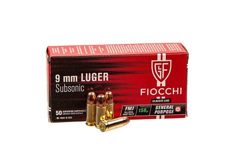 Патрон 9х19 Fiocchi Luger Subsonic FMJ 158 Gr (10.24 г) 50 шт.(3004085)