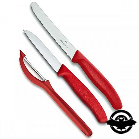 картинка Набор кухонных ножей Victorinox SwissClassic, красный c овощечисткой 6.7111.31 (4007044)