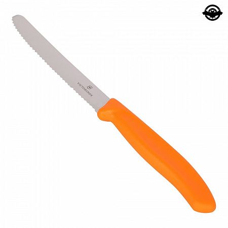 картинка Нож кухонный Victorinox SwissClassic, 11см, волн.лез, оранжевый 6.7836.L119 (4000542)