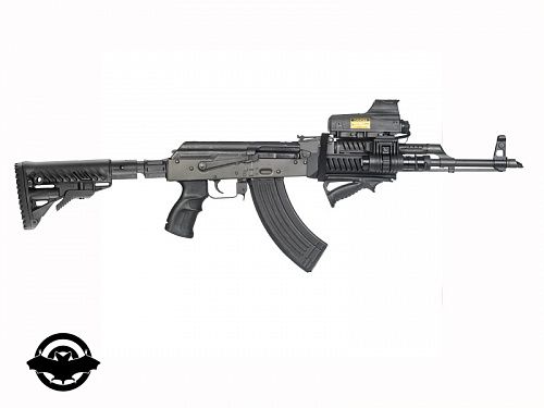 Приклад телескопічний з амортизатором FAB для AK 47, чорний КОМПЛЕКТ