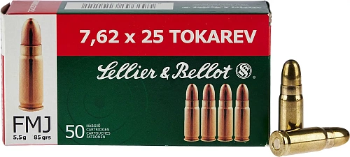 Патрон 7,62x25 Sellier & Bellot Tokarev пуля FMJ 5,5 г/ 85 гр (12110055)