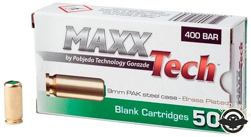 картинка Патрон холостой MaxxPower PAK steel case brass 9mm (B/MP02)