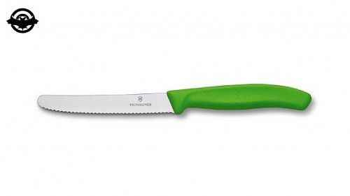 картинка Нож кухонный Victorinox SwissClassic,11см, волн.лез, зеленый 6.7836.L114 (4000539)