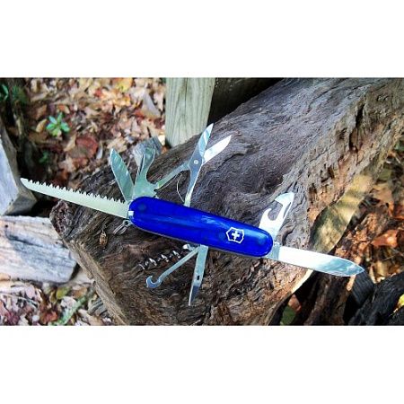 Нож VICTORINOX красный HUNTSMAN прозрачный синий 1.3713.T2