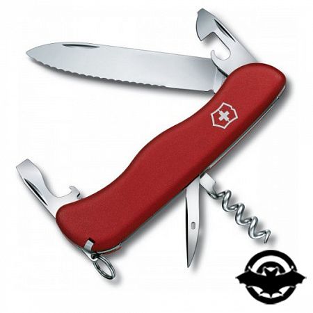 Ніж VICTORINOX червоний нейлон PICKNICKER - хвилясте лезо