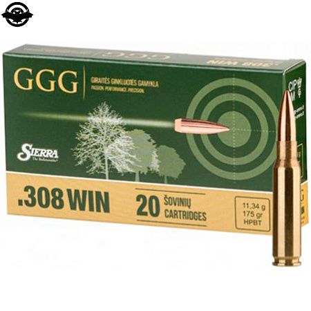 картинка Патрон нарезной GGG 308Win HPBT 175 гр, 11.30 г (3000827)