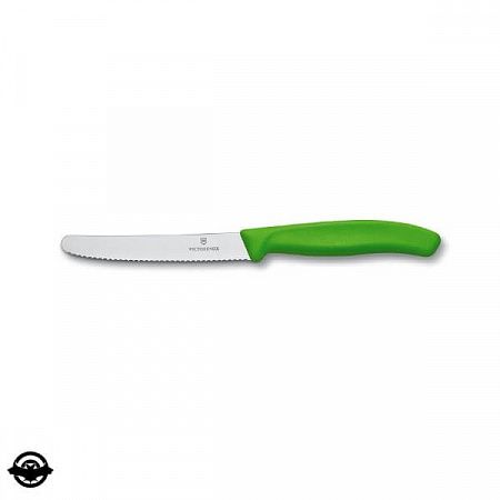 картинка Нож кухонный Victorinox SwissClassic,11см, волн.лез, зеленый 6.7836.L114B/div (4007966)