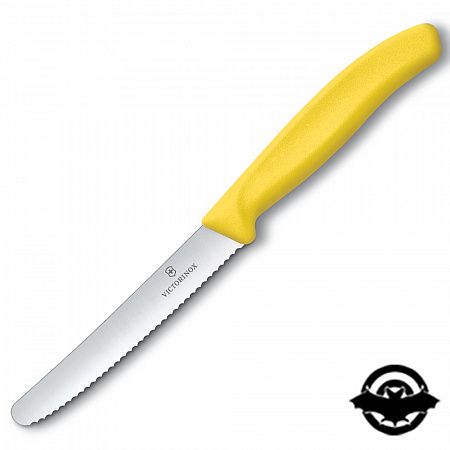 картинка Нож кухонный Victorinox SwissClassic для помидоров, 11 см, волн.лез, желтый 6.7836.L118 (4000541)