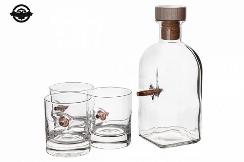 Набір 3 склянки для віскі + графин Gun&Fun (GN/13)